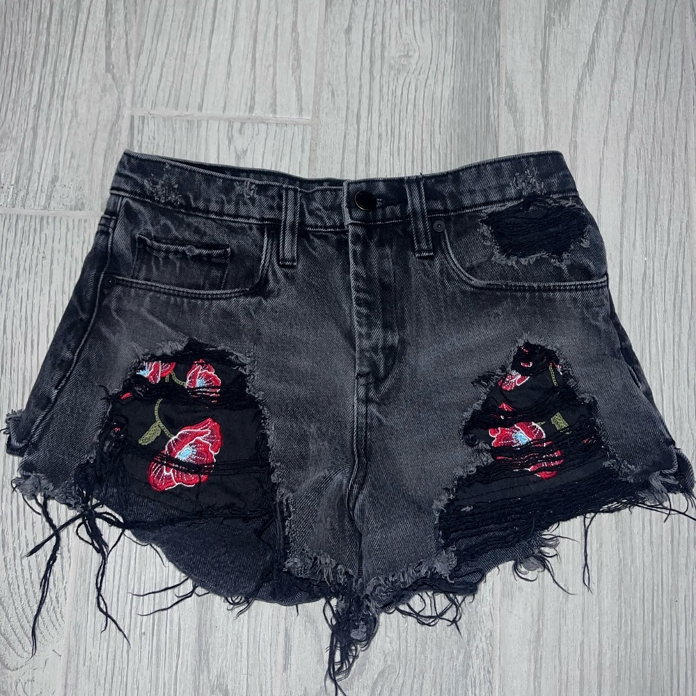 BlankNYC black rose denim shorts